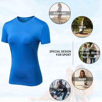 Novo Esporte Executando T-Shirt para as Mulheres Seca Rápido Ginásio Yoga Camisa de Fitness de Senhoras T-shirt Manga Curta Jogging Execução de Tops