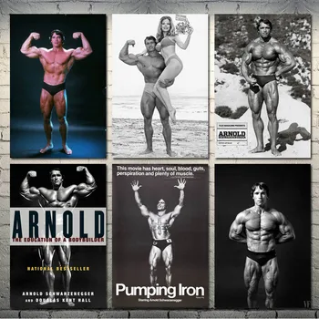 Arnold Schwarzenegger Musculação Motivacional Arte de Seda de Lona Cartaz 13x20 24x36 Polegadas Parede Imagens-001