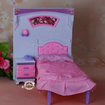 Princesa cama Cômoda Conjunto de boneca quarto para a boneca barbie,boneca móveis de boneca, acessórios para a barbie