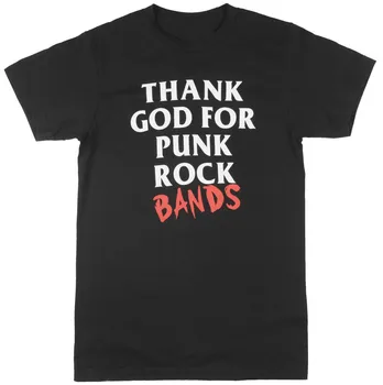 Moda de Venda Superior Tee Agradecer a Deus por Bandas de Punk Rock T-Shirt dos Homens de Preto Casual Cool Curto Sleeve Algodão T-Shirt