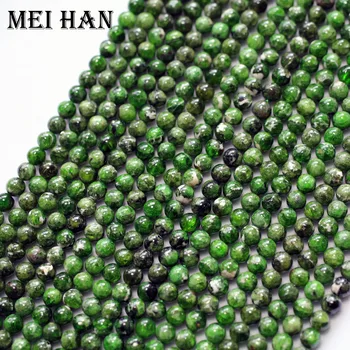 Meihan atacado (1 vertentes/set), verde natural chrome diopside 5.5-6mm redonda e lisa de pedra solta para fazer jóias de design