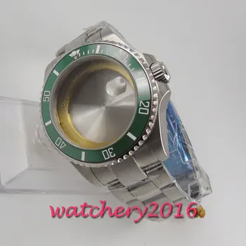 43 milímetros de vidro de safira Verde bisel de cerâmica Relógio de Caso do conjunto de ajuste 2836 miyota MOVIMENTO 8215