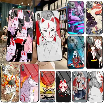 O Estilo japonês de Anime Fox Caso de Telefone de Vidro Temperado Para iPhone 11 Pro XR, XS MÁXIMO de 8 X 7 6 6 Além de SE 2020 caso