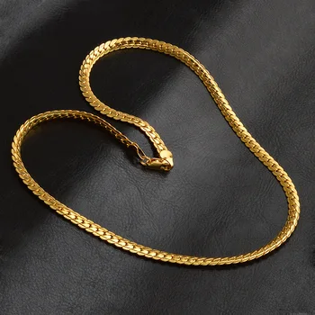 1 Conjunto de Homem, Mulher 6mm Real 18 K Ouro Estampada Cheio de Cor Jóia Pulseira Colar de Espinha de Cobra Cadeia Mufti Opcional