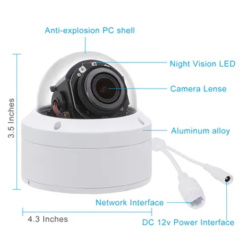 Anpviz 5MP, Zoom 12X de Cúpula POE PTZ IP Câmera com Zoom Óptico de 5-50mm com Uma Casa de Áudio/Exterior à prova de Intempéries do IR 35m Onvif H. 265 P2P