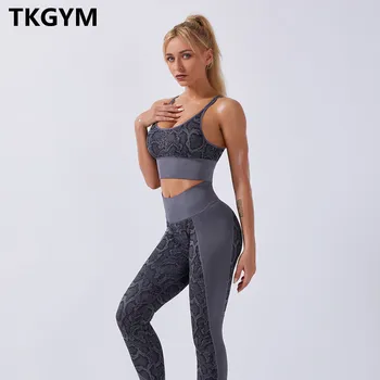 Sutiã Conjunto De Fitness Com Roupas De Mulheres De Treino Sem Mangas Crop Top Calças Leggings Uniforme De Treino Sportswear Yoga Terno