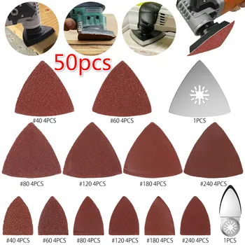 50pcs Mistura Lixa Kit +2Pcs Lixar Pad Oscilante ferramenta Multi-Lixa Triângulo Oscilante Almofadas Lixa Ferramentas de Poder