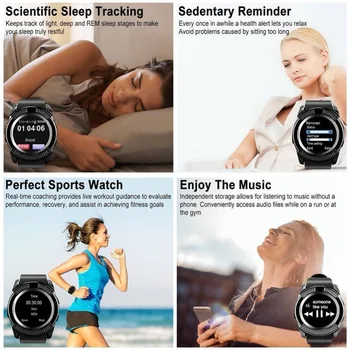 Bluetooth Smart Watch Touchscreen Relógio de Pulso Esperto Smartwatch de Fitness Tracker Câmara Pedômetro SIM Slot para Cartão TF para Android