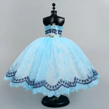 Alta Qualidade de Azul Ballet Vestido Para a Boneca Barbie com Roupas 1/6 Bonecas de Dança Acessórios Roupas 3-camada de Saia Bola Vestido de Festa de Brinquedo
