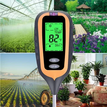 Novo Digital 4 EM 1 Medidor de Umidade de Solo de PH Medidor de Temperatura da exposição do LCD com luz Solar Umidade Testador Jardim Fazenda Gramado Planta com 50% de desconto
