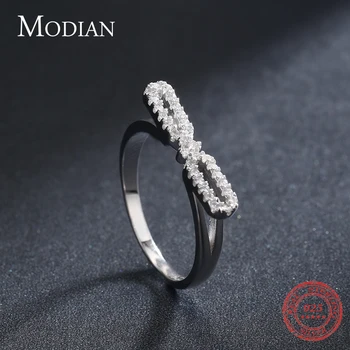 Modian Real de 925 Silver Geométrica de Moda de Anéis de Dedo Para as Mulheres Cintilante e transparente, CZ Marca de Acessórios de alta qualidade Jóias