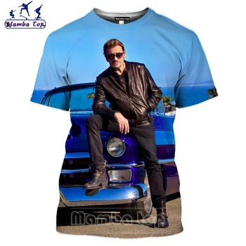 Mamba superior Johnny Hallyday T-Shirt 3D Tee Cantora de Rock dos Homens T-shirts Hip Hop Adolescentes Tshirt Homens Divertido Mulheres Moletom Executar Sportswear