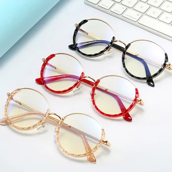 Novo TR90 de Cristal de Corte, Óculos de Mulheres a Marca de Moda de Óculos Ótica Óculos Redondos Quadro Espetáculo Óculos Acessórios Oculos