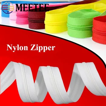 Meetee 10meters de Nylon 3# Bobina com Zíper Deslizante & Bujão para a Colcha de Sacos Tenda Invisível Vestuário Zip de Costura, Artesanato Acessórios