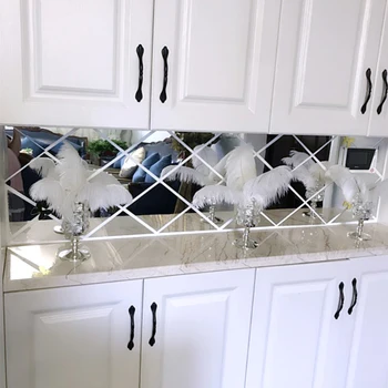 O Espelho acrílico Adesivo Parede Decoração 3d Adesivos de Parede para Casa Sala de Jantar Decoração Auto-Adesivo de Diamante Espelho Autocolante Tamanho Personalizado