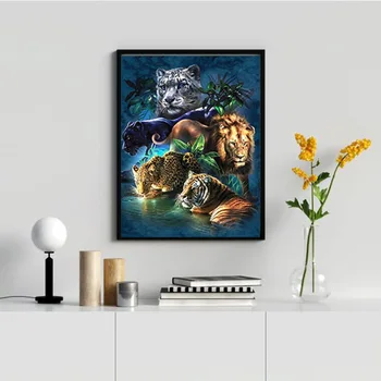 DIY 5D Diamond Painting Animal Cross Stitch Leopards Diamond Embroidery Full Round/Square Drill Craft Home Decor Manual Art Gift