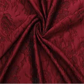 1Meter Vinho Preto Jacquard Brocado Tecido Costura de Roupas Material do Vestido de Retalhos Diy ZAKKA Flor Tecidos 286G/M 53