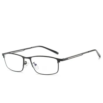 Elbru Anti-Luz azul Armação de Metal Óculos de Leitura Homens de Negócios Oco Templo de Ampliação Presbiopia Óculos Com +1.0+4.0