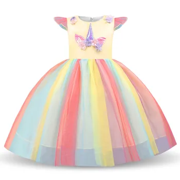 Unicórnio Vestido de Festa de Crianças Vestidos Para Meninas Traje 2019 Vestido de Verão para Crianças Elegante Desgaste Menina Princesa Vestido de fantasia infantil