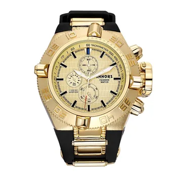 Top de marcas de Luxo SHHORS Relógios de Grande Dial Homens Relógio esportivo de Luxo Homens Relógios de Quartzo de Silicone Banda montres homme mannen horloge