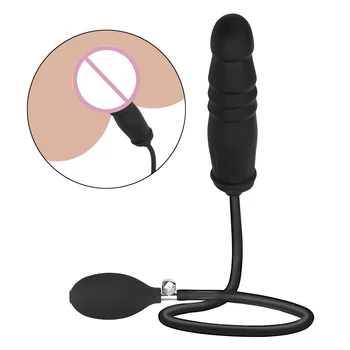 Inflável Anal com Vibrador Plug Expansível Plug anal Com Bomba de Adultos de Silicone de Produtos de Brinquedos Sexuais para Mulheres, Homens Dilatador Anal Massager