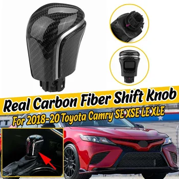 Auto Real de Fibra de Carbono, Carro de Botão de Mudança de marcha Gearstick Com Prata/ Vermelho / Azul Tira Para Toyota Camry SE XSE LE, XLE 2018 2019 2020