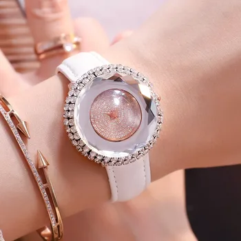 Marca de Moda de luxo Casual Assistir a Mulher de Vestido de Quartzo Relógios de pulso Relógio Feminino 2019 Mulheres Strass Relógios Relógio Saat
