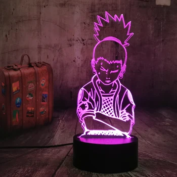Anime Figura de Nara Shikamaru Legal Naruto 3D LED Ilusão Noite de Luz de Cor Mudança de USB, Bateria de Mesa 3d Lâmpada de Natal lâmpada para Crianças