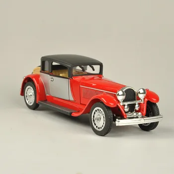 1:28 escala de Bugattis vintage modelo de carro de som e luz da liga de volta flash clássico vintage música carro adultos, as crianças brinquedos de coleção
