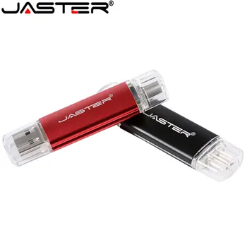 JASTER Metal Unidades Flash USB OTG Pen Drive 4GB 8GB 16GB 32GB 64GB de 128GB Dupla pendrive para android Smartphone/Tablet