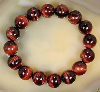 Natural raro 10mm Vermelho Olho de Tigre Grânulos de Pedra Redonda Perla o Bracelete
