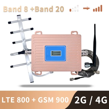 3G 4G Europa Reforço de Sinal LTE 800 GSM de 900 mhz Celular Repetidor de Sinal 2G 3G 4G Dual band LTE Amplificador de Banda de 20 de Banda de 8