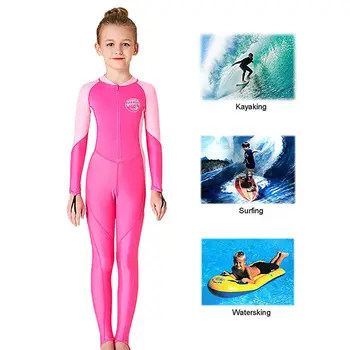 Crianças de Roupa de Menina de Retalhos pára-Sol de Manga Longa, com Protecção UV de Um Maiô de Peça traje de Mergulho de roupa de Banho de Crianças Swimwear