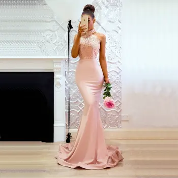 2019 Sexy sem encosto Vestidos de Noite com trem mermaid lace formal vestido de festa de ano Novo do corpo magro vestido de festa Vestido De Noiva