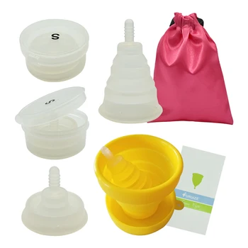 Dobrável Menstrual e a Copa do Esterilizador Copo Limpo a Copa Menstrual Recicláveis Dobrável silicone Copa