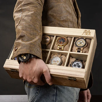 BOBO PÁSSARO de Couro sintético de Relógio de Pulso Exibir a Caixa de Organizador de Armazenamento de Caixa de Relógio de Titular da exposição da Jóia, Caso saat kutusu