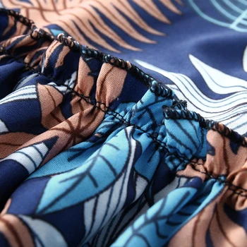 Mulheres De Outono, Babados, Estampa Floral Do Vestido Casual Manga Longa De Folhas Soltas De Uma Linha De Vestido Feminino Azul Boho Mini Festa Vestidos De 2020