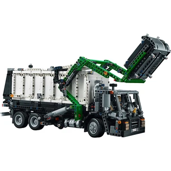 2-em-1 Técnica Marca Hino LR caminhão de lixo Construção de Blocos de Tijolos Modulares Compatível 42078 Crianças Natal Aniversário, Presente de Brinquedos