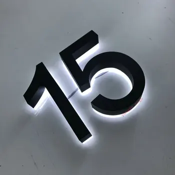 Personalizados em 3d led canal de sinalização digital letra sinais de aço inoxidável número de endereço