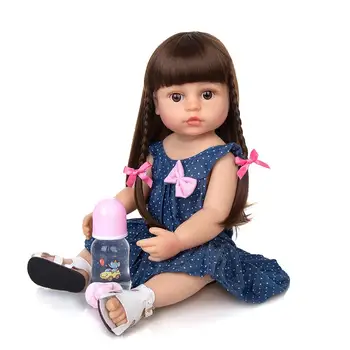 Nova Chegada de 55 cm de Silicone de Corpo Inteiro Reborn Baby Doll de Moda de Vestir Boneca Bonito Bebe Reborn Menina Para de Dia das Crianças Presentes