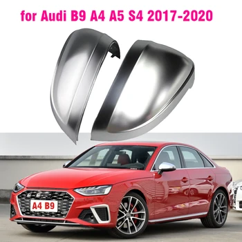 Para Audi A4 A5 S4 S5 B9 Espelho Retrovisor De Carro Tampa Do Lado Do Asa Proteger Quadro De Cobre Guarnição De Prata Fosco Chrome Shell
