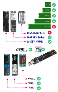 M. 2 para USB 3.0 Dual Protocolo SSD Conselho M. 2 NVME PCIe NGFF SATA M2 SSD Adaptador para 2230 2242 2280 2260 NVME/SATA M. 2 SSD RTL9210B
