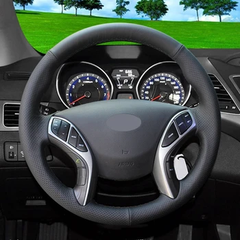 GNUPME costurado a Mão Macia de Couro Artificial Carro Cobertura de Volante para Hyundai Elantra 2011-2018 Avante i30 2012-2018