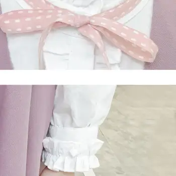2019 Primavera da Criança do Adolescente Escola de Roupas de Menina 2 Terno de Peça de Manga Longa Blusa Branca + Correias Vestido de Crianças para Crianças Conjuntos de Vestuário