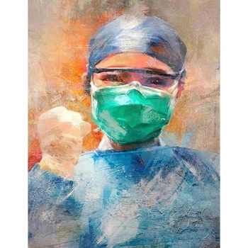 DIY Pintura Por Números Médico de Óleo de Colorir Por Números Corajosa Enfermeira Arte de Parede de Lona Imagem Pintada a Mão a Decoração Home 40x50cm