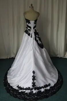 ANGELSBRIDEP Vestidos De Noiva Branco Preto Applique Vestido de baile Vestido de Noiva de Alta Qualidade de Tafetá de Corte de Trem Formal Vestido de Noiva