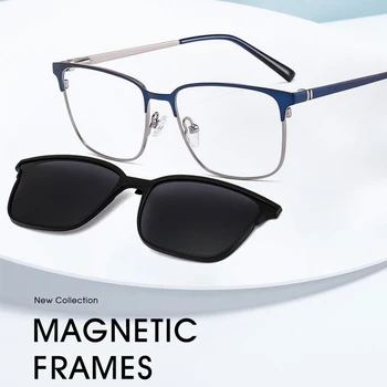 Lenspace Óculos de sol Polarizados Homens 2 Em 1 Clipe Magnético Óculos TR90 Óptico Prescrição de Óculos com Armações de metal Óculos
