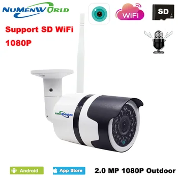 Mais novo estilo Exterior do IP do wifi da câmera 1080P de segurança CCTV webcam HD visão noturna à prova de água IP cam Externo com slot de cartão SD