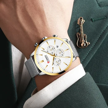 Relógio de luxo Homens de Quartzo de Negócios Relógios de Aço Inoxidável Impermeáveis Esporte Orologio Uomo Relógio Masculino CURREN Reloj Hombre