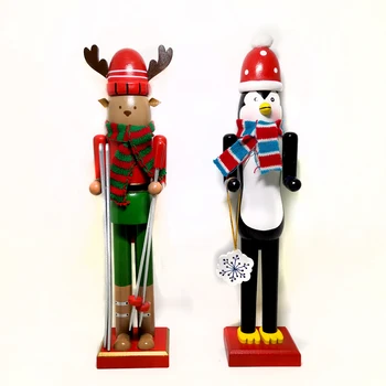 30cm de Renas Penguin Boneco quebra-nozes Raro de Natal, Escultura em Madeira Pintada quebra-nozes Brinquedo Infantil Presente de Natal do Brinquedo ht167